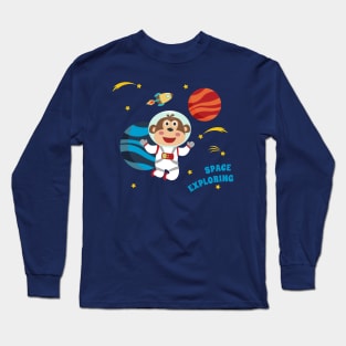 Spacemonkey or astronaut in a space suit with cartoon style Long Sleeve T-Shirt